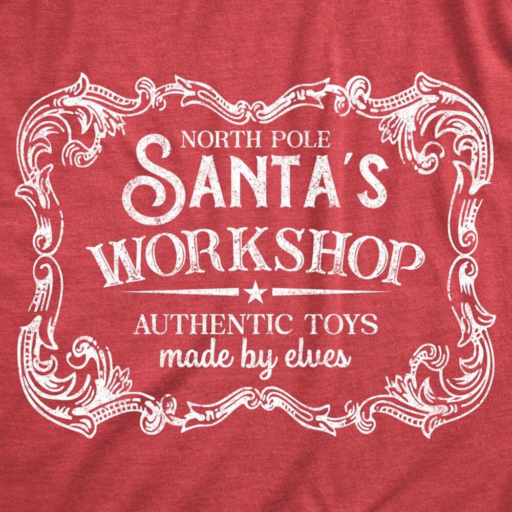 Womens Funny T Shirts North Pole Santas Workshop Sarcastic Christmas Graphic - Picture 2 of 4